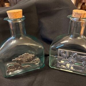 2 Vintage Bottles with Pewter